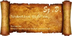 Szubotics Diána névjegykártya